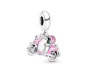 Charm Colgante Motoneta Rosada en Plata S925