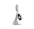 Charm Colgante Torre Eiffel Cámara en Plata S925
