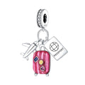Charm Colgante Avión, Pasaporte y Maleta en Plata S925
