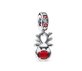 Charm Colgante Reno Diamante Rojo en Plata S925