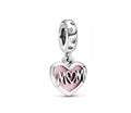 Charm Colgante Corazón Mom Rosado en Plata S925
