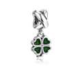 Charm Colgante Trébol Verde en Plata S925