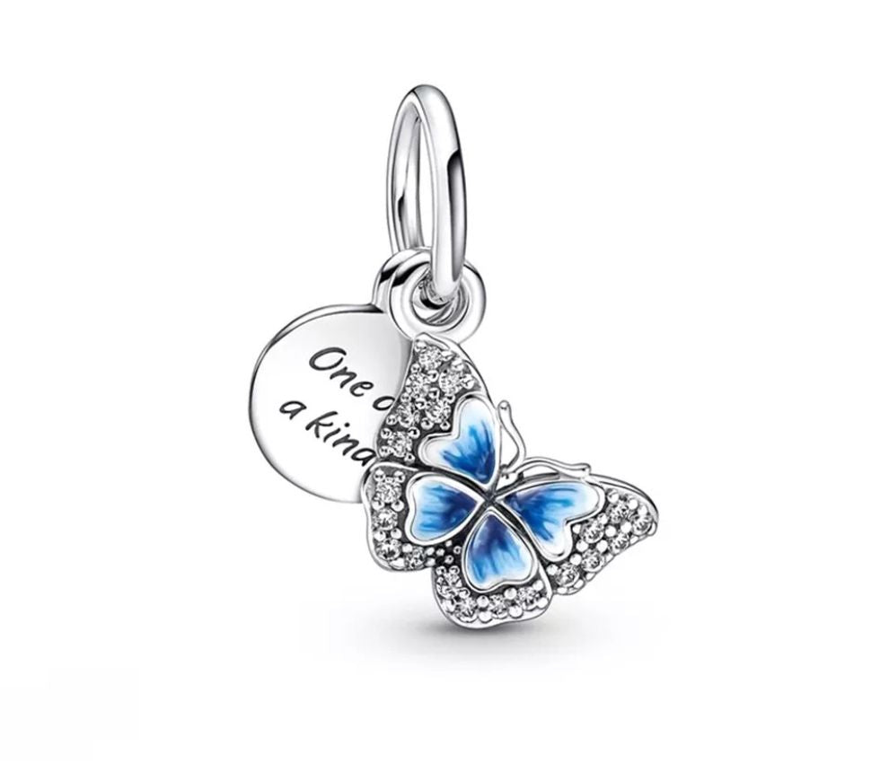 Charm Colgante Mariposa Azul en Plata S925